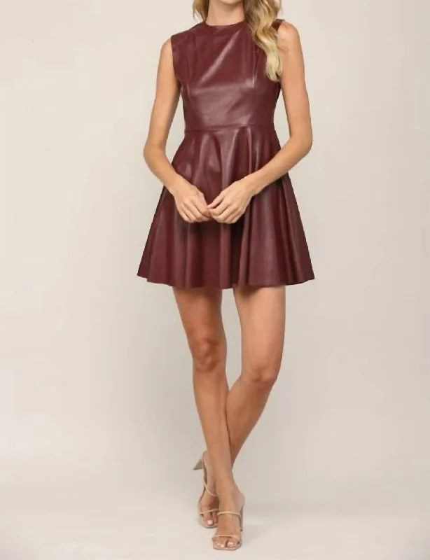 Sophisticated Style Brooke Faux Leather Dress In Brown