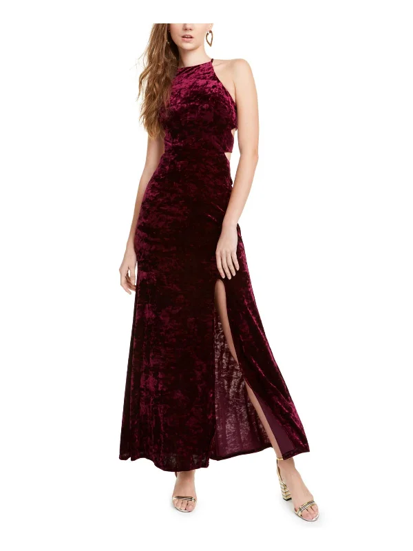 Versatile Women's Fashion Juniors Womens Velvet Maxi Halter Dress