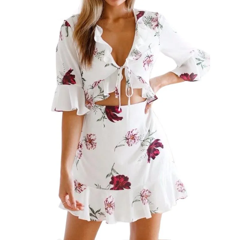 Women's Clothing With Trendy Designs REGAN’S RUFFLED CUT-OUT DRESS