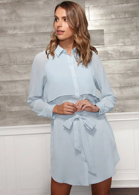 Elegant Fashion Women's Button Up Shirts Dress In Cashmere Blue