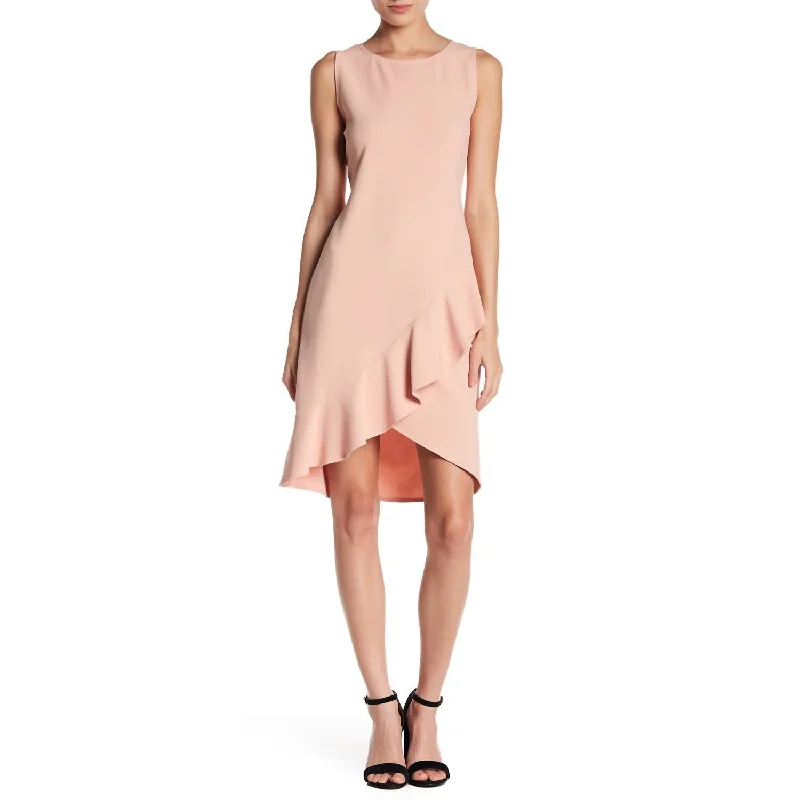 Affordable Women's Clothing Online Crepe Ruffle Hem Dress In Blush