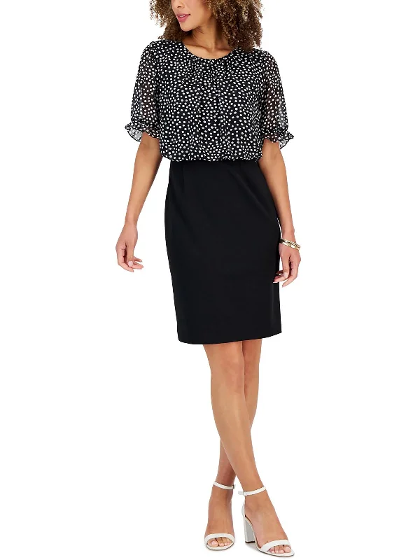 Women's Layered Outfit Womens Polka Dot Ruffles Wear to Work Dress