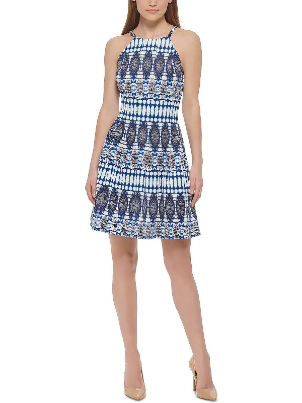 Fashion-forward Women's Wear Womens Printed High Neck Fit & Flare Dress