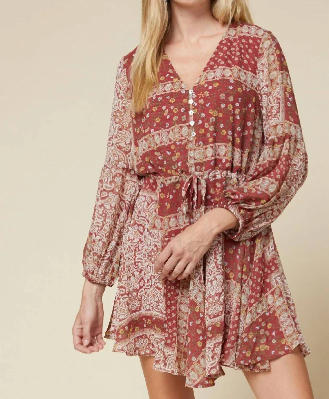 Clothes Women Paisley Print Dress In Marsala Wine