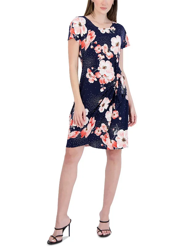 Comfortable Garments For Women Petites Womens Printed Knee Sheath Dress