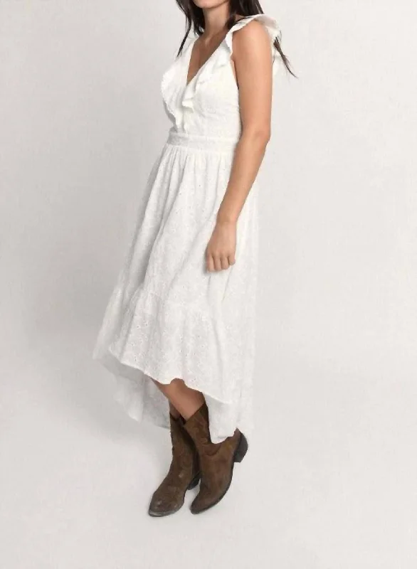 Fashionable Casual Tops Ladies Eyelet Dress In White