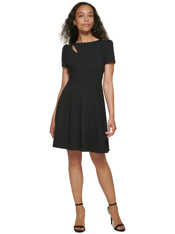 Flash Sale Clothing Womens Front Cut-Out Puff Sleeves Fit & Flare Dress