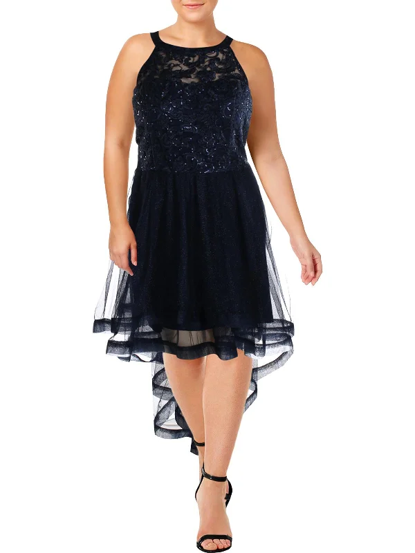 Women's Casual Wear Clothes Plus Womens Glitter Hi-Low Cocktail Dress