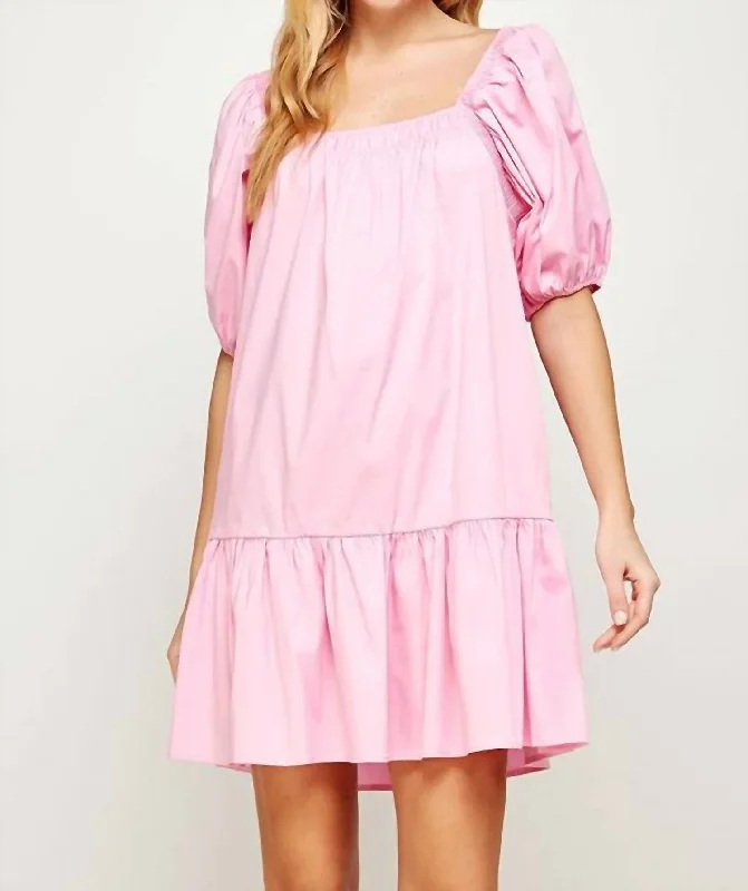 Modern Women's Wardrobe Essentials Dee Puff Sleeve Smocked Dress In Peony