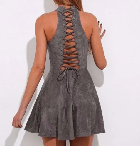 Sale Clearance HALTER LACE-UP BACK DRESS