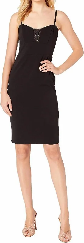 Women's Plus-Size Clothes Illusions Cut Out Lace Up Sheath Dress In Black