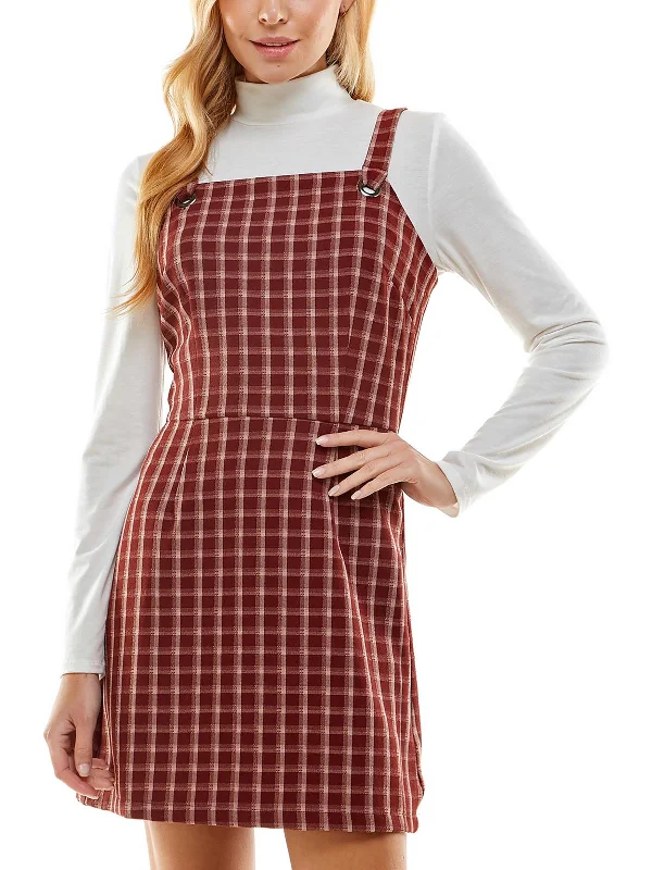 Women's Activewear Outfit Juniors Womens Plaid Mini Two Piece Dress