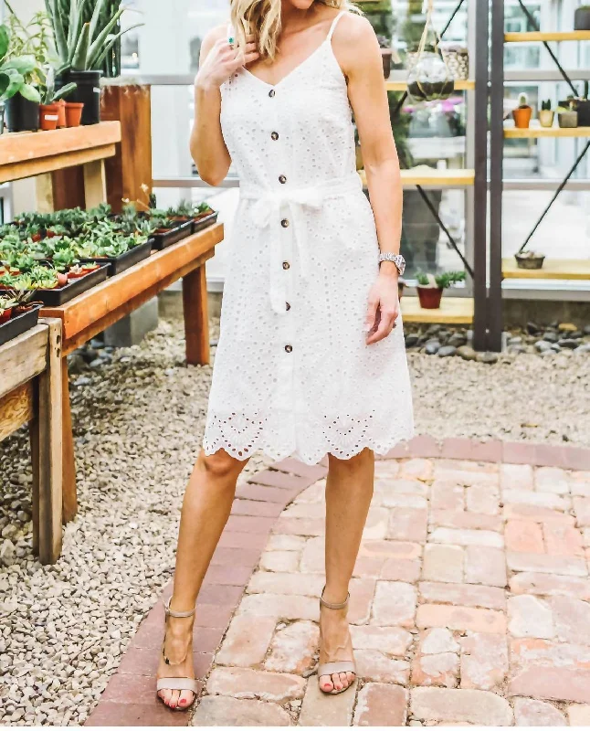 Affordable Online Boutiques Crochet Button Down Dress In White