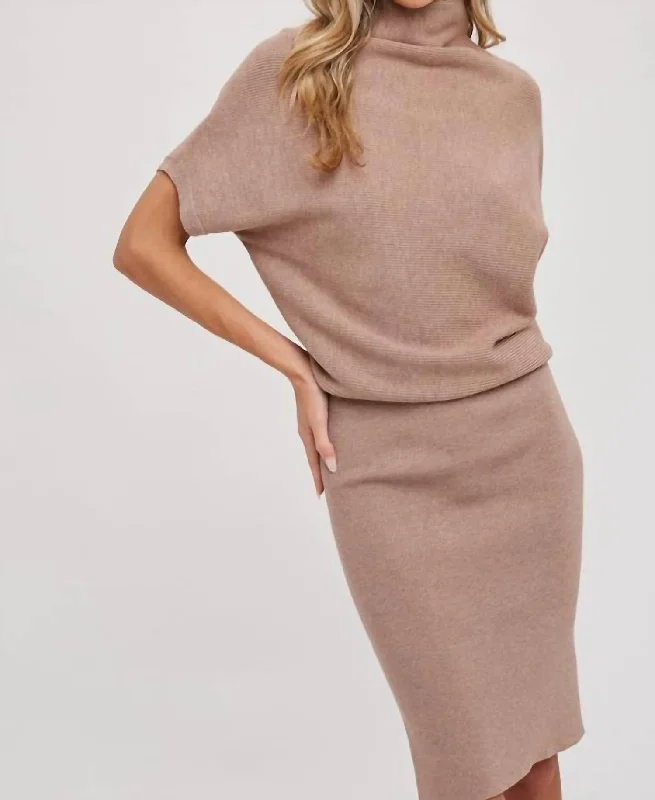 Women's Clothing for Every Season and Trend Slouch Neck Sweater Dress In Latte