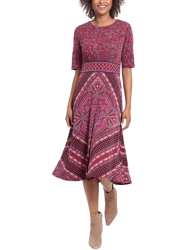 Women's Clothing Sets Petites Womens Printed Knee Fit & Flare Dress