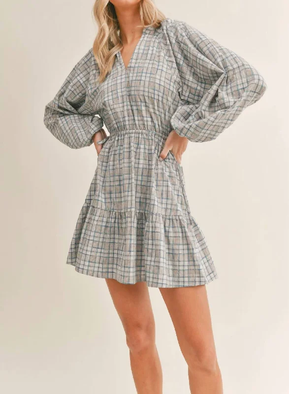 Online Shopping Boutiques Making Memories Plaid Dress In Blue