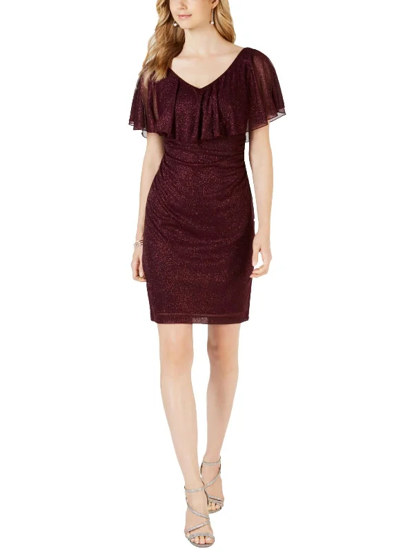 Chic Women's Garments Womens Sparkle V-Neck Cocktail Dress