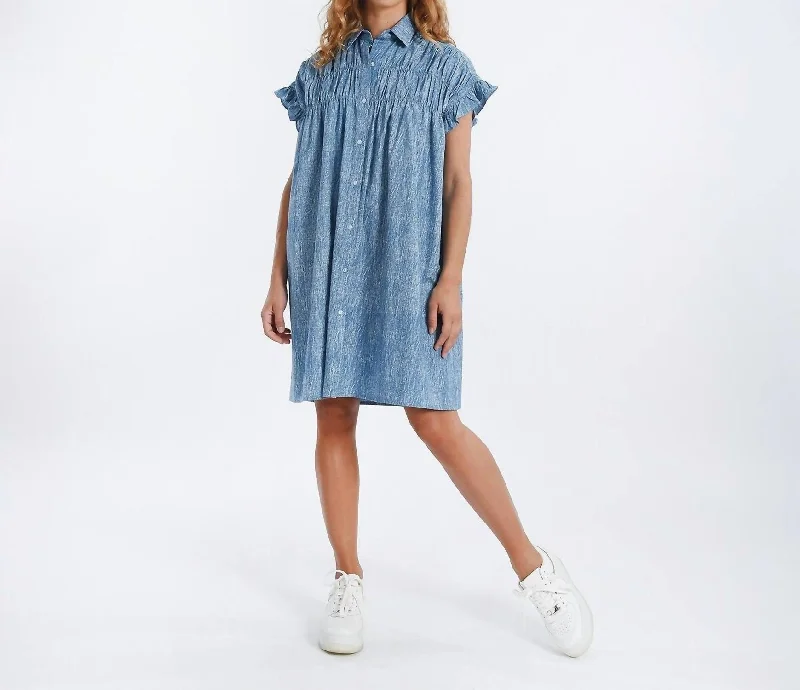 Sophisticated Style Brenna Denim Dress In Blue