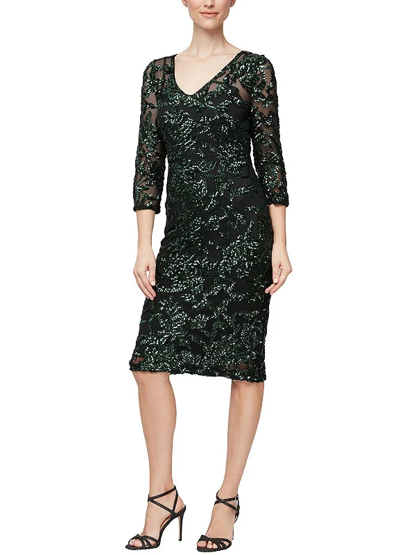 Women's Relaxed Outfit Womens Sequined V Neck Sheath Dress