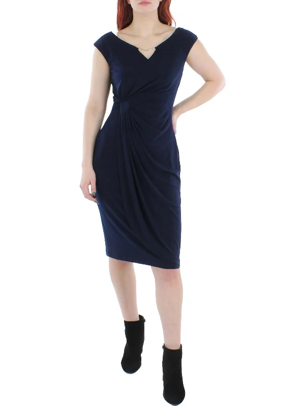 Business Casual Outfits Womens Chain Neck Knee Length Sheath Dress