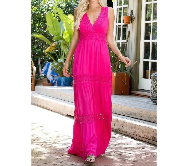 Women's Clothing for All Occasions Adorn Me Crotchet Dress In Fuchsia