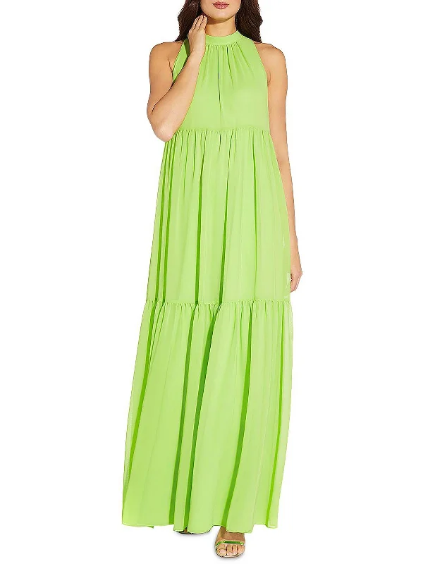 Timeless Elegance Womens Tiered Maxi Sheath Dress