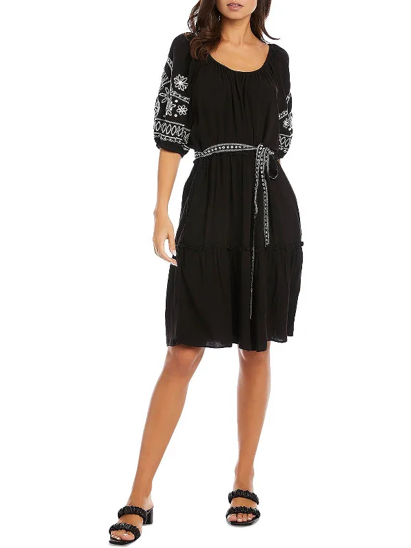 Women Wear Brands Womens Embroidered Mini Fit & Flare Dress