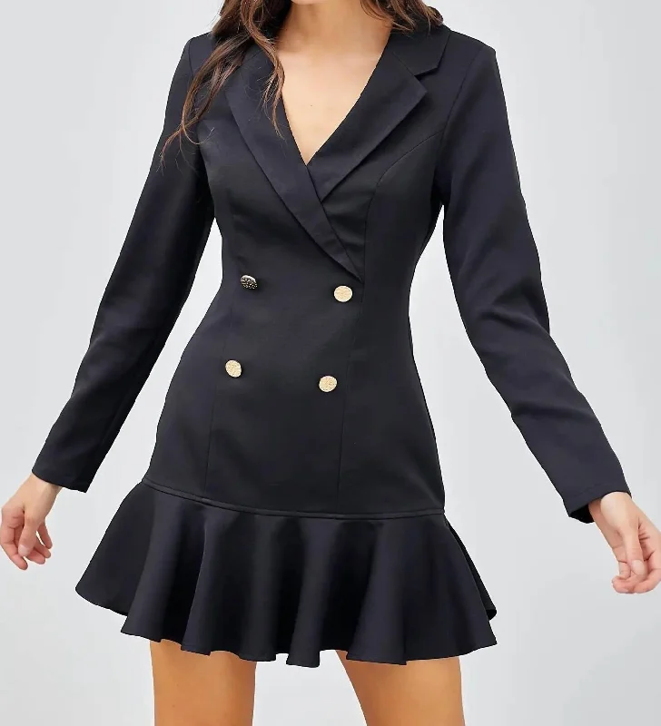 Versatile Outfits Ruffle Blazer Dress In Black