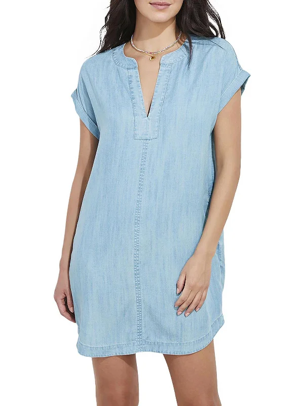 Women's Professional Outfit Womens Tencel Chambray Tunic Dress