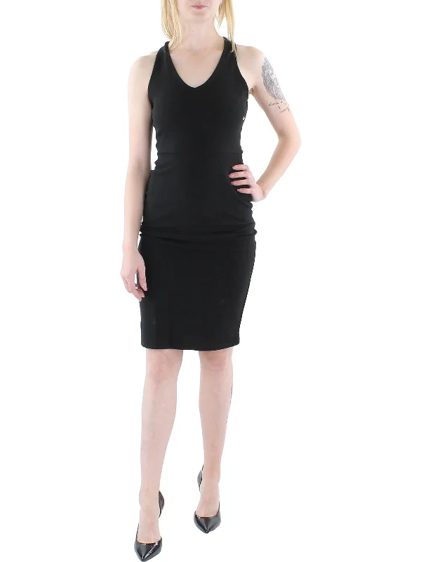 Women's Relaxed Clothes Womens Belted Knee-Length Sheath Dress