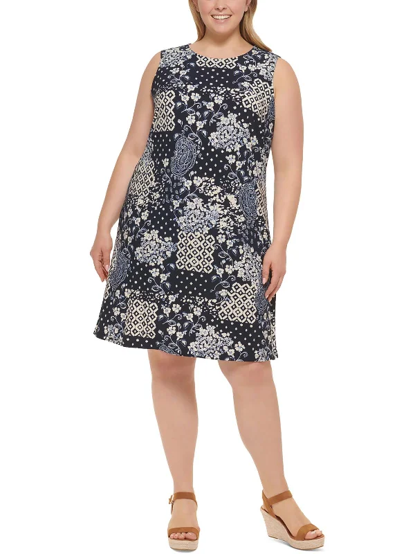 Women's Clothing Stores Plus Womens Jersey Printed Sheath Dress