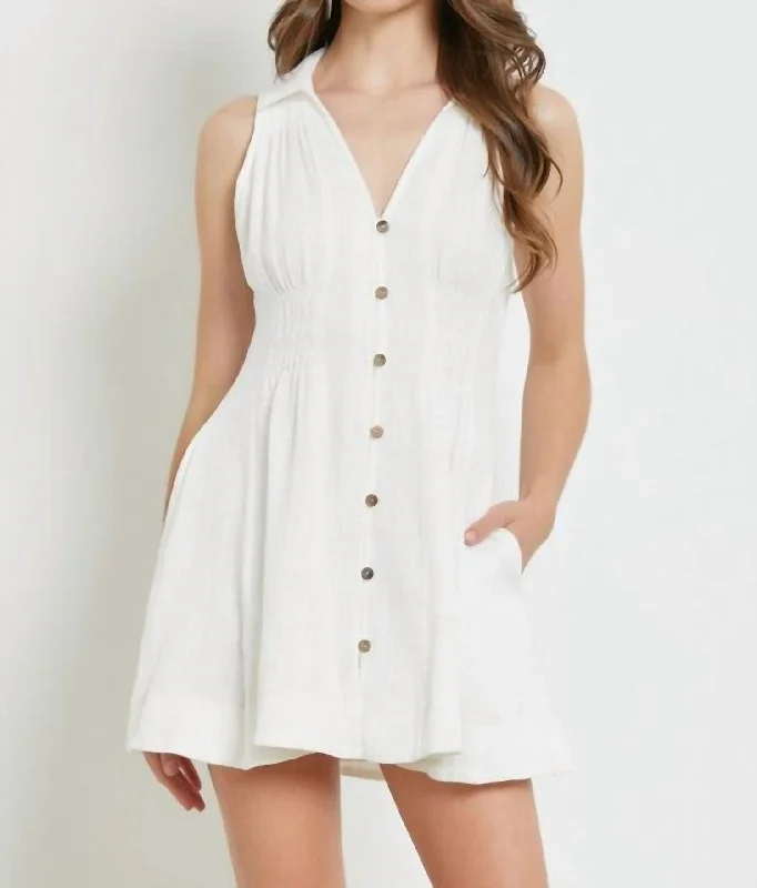 Chic Clothes For Women Maeve Button Dress In Off White