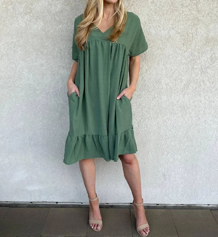 Shop Ladies Clothes Flowy Dress In Sage