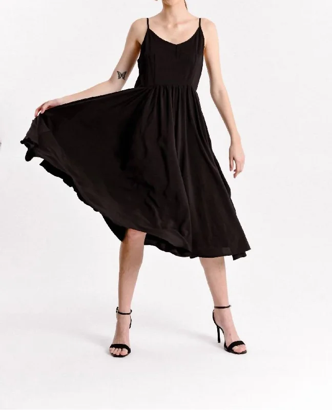 Fashion-forward Women's Wear Woven Spaghetti Strap Dress In Black