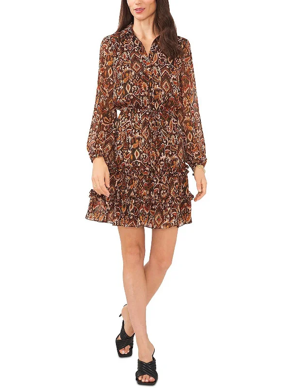 Women's Trendy Outfits Petites Womens Printed Mini Fit & Flare Dress