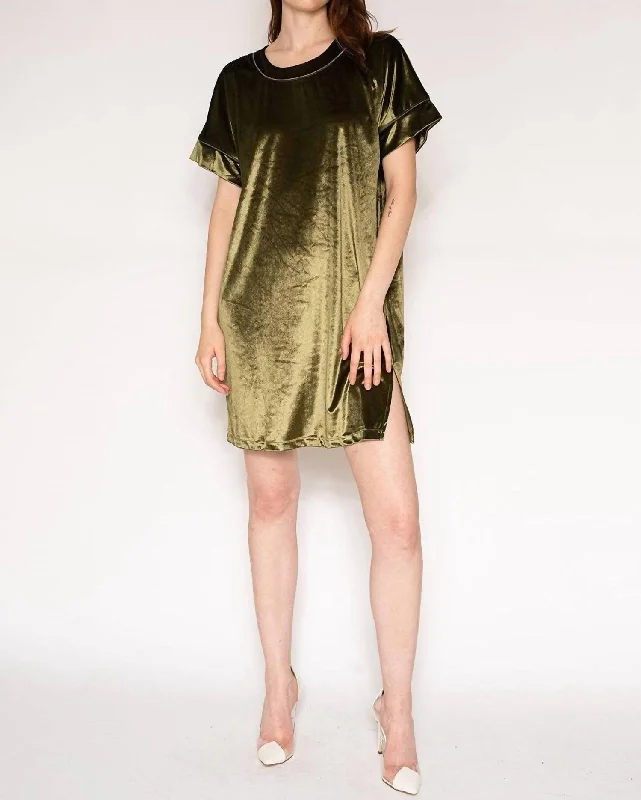 Casual Chic for Women Velvet Dress In Dark Green