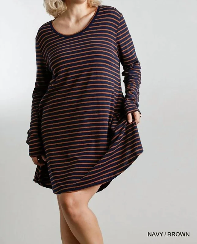 Stylish Loungewear for Women Stripe Plus Dress In Navy