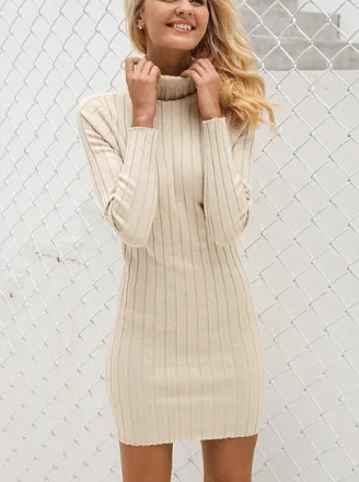 Women's Transitional Garments TURTLENECK RIBBED SWEATER DRESS