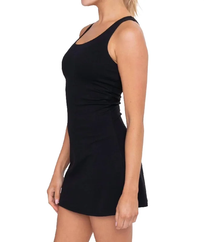 Versatile Outfits Criss-Cross Back Strap Active Dress In Black