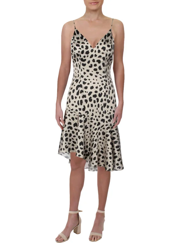 Fashionable Women's Clothes Womens Asymmetrical Leopard Print Slip Dress