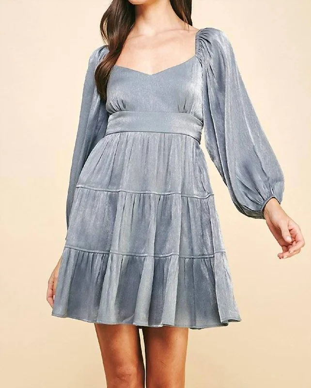 Bold Fashion Be Dazzled Dress In Blue/grey