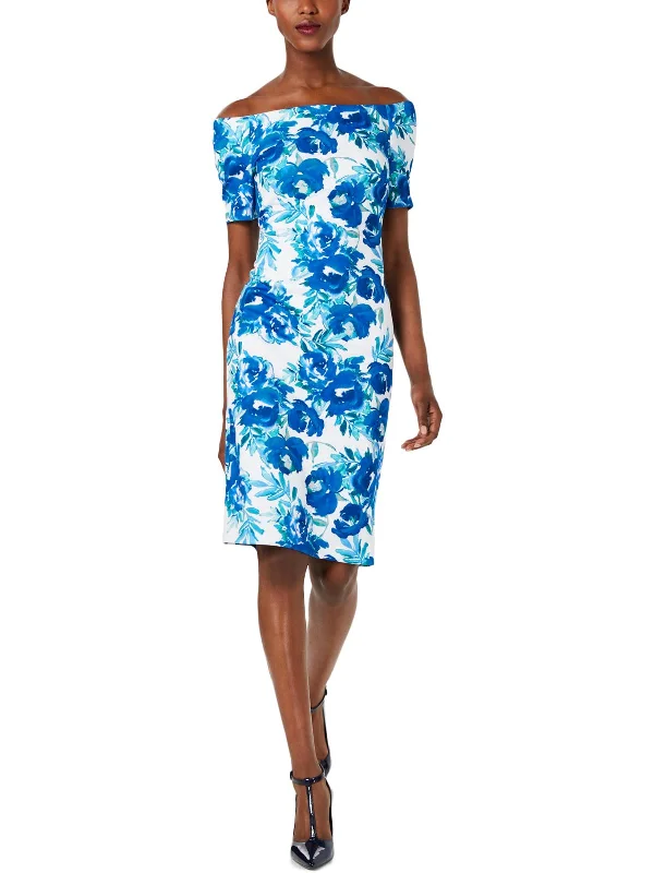 Women's Fashion Clothes Petites Womens Scuba Printed Sheath Dress