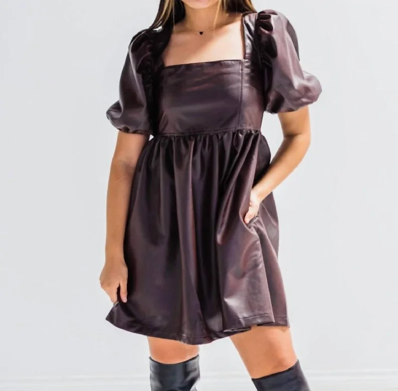 Timeless Classics Bet On You Leather Dress In Brown