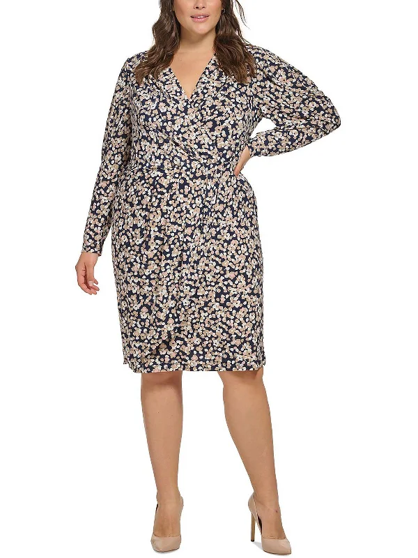 Women Wear Brands Plus Womens Printed Surplice Sheath Dress