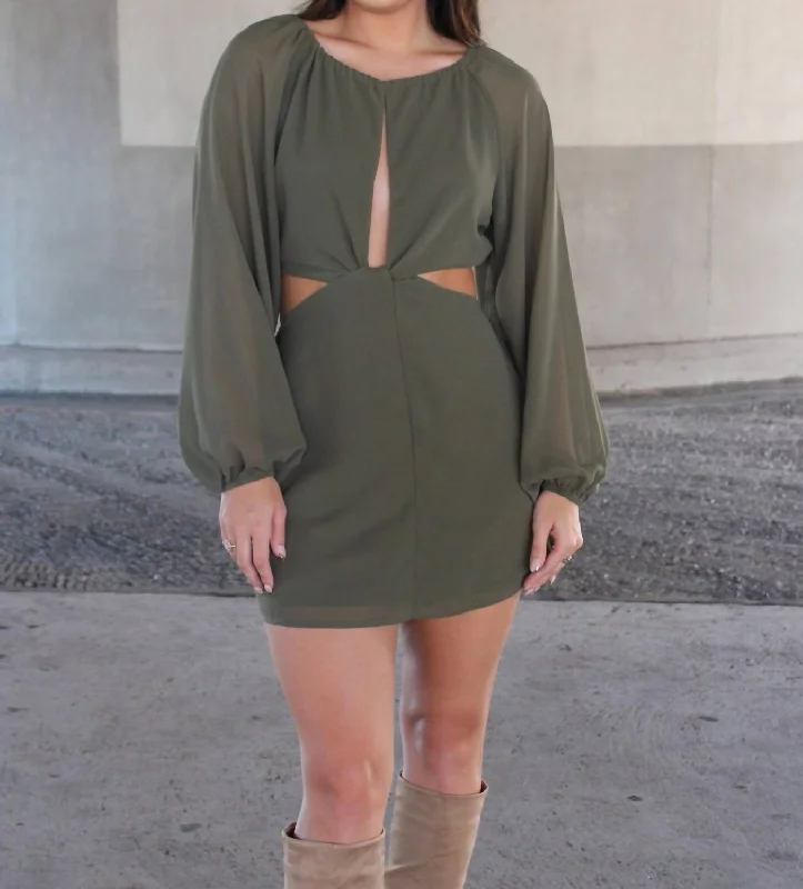 Affordable Fashion for Women Put Me First Dress In Olive Green