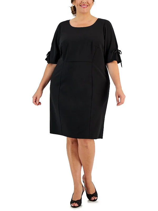 Comfortable Lounge Clothing Plus Womens Round-Neck Knee Sheath Dress