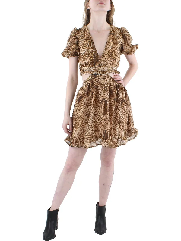 Women's Vintage Garments Womens Cutout Ruffled Fit & Flare Dress