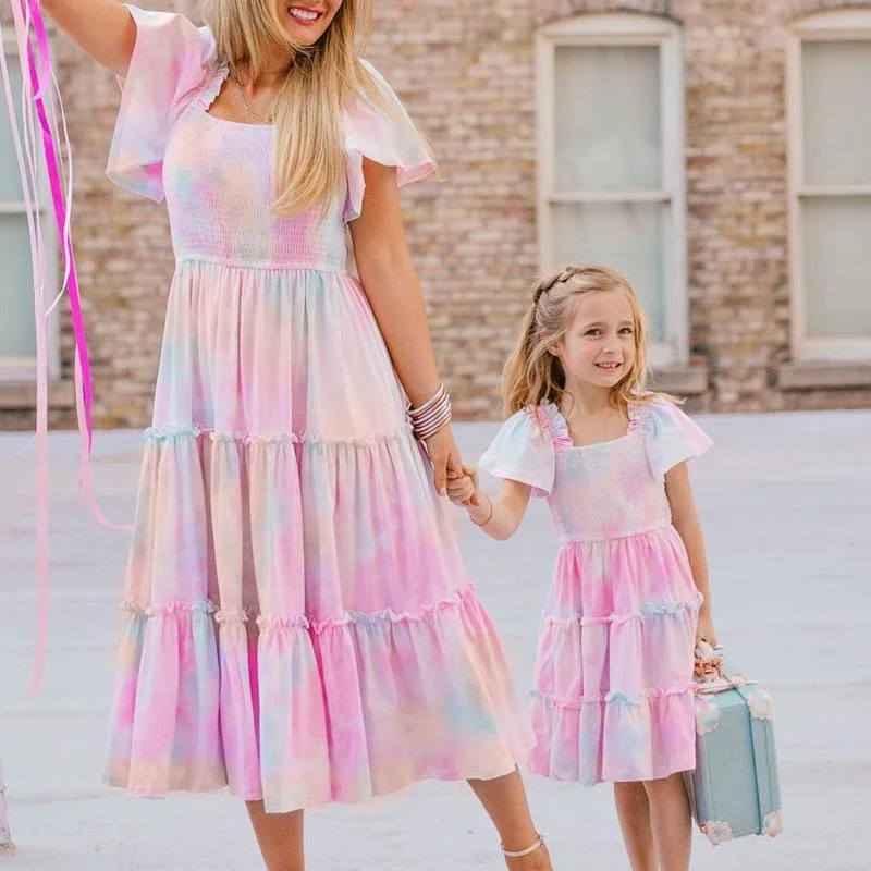 Women's Casual Outfit MOMMY & ME PASTEL SPLASH DRESS SET