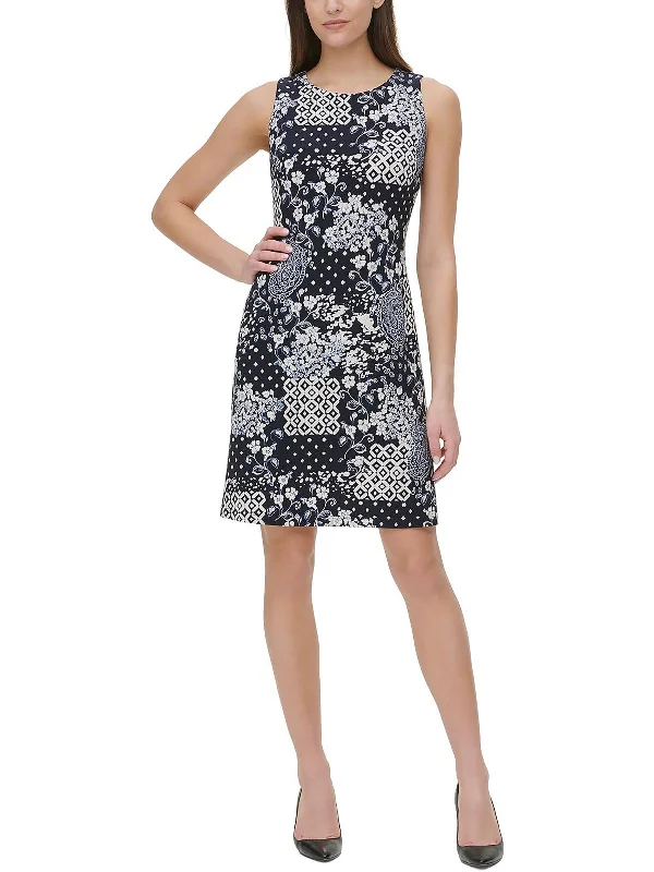 Plus Size Women Wear Petites Womens Printed Boatneck Sheath Dress