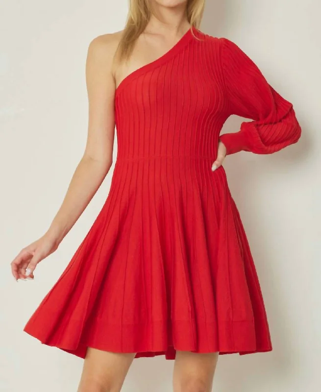 Women's Evening Wear Dinner Date Dress In Red